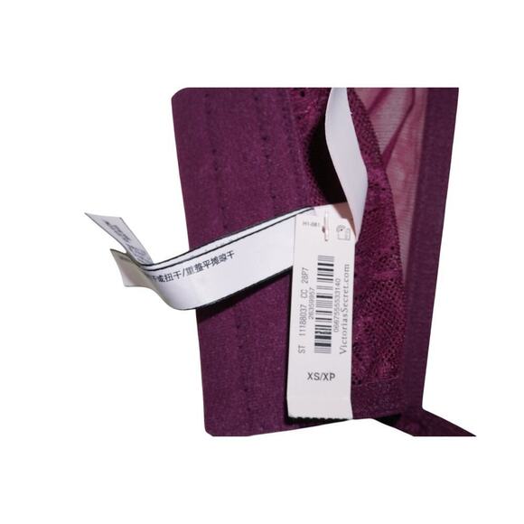 Victoria’s Secret Burgundy Lace Corset Top  XS Satin Hook Front NWT - Picture 3 of 4